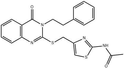 N-[4-({[4-oxo-3-(2-phenylethyl)-3,4-dihydro-2-quinazolinyl]sulfanyl}methyl)-1,3-thiazol-2-yl]acetamide Struktur