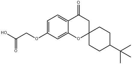 [(4-tert-butyl-4-oxo-3,4-dihydrospiro[chromene-2,1-cyclohexan]-7-yl)oxy]acetic acid Struktur