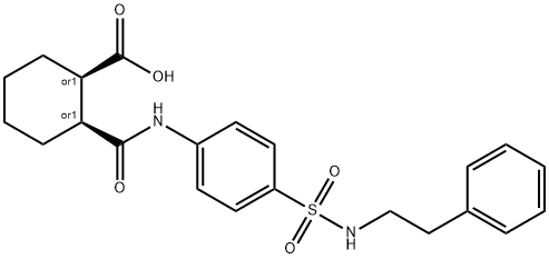 (1S,2R)-2-[[4-(2-phenylethylsulfamoyl)phenyl]carbamoyl]cyclohexane-1-carboxylic acid Struktur