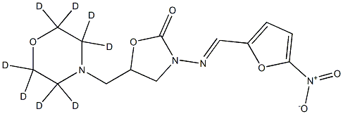 3-[(E)-(5-nitrofuran-2-yl)methylideneamino]-5-[(2,2,3,3,5,5,6,6-octadeuteriomorpholin-4-yl)methyl]-1,3-oxazolidin-2-one Struktur