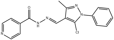 N-[(E)-(5-chloro-3-methyl-1-phenylpyrazol-4-yl)methylideneamino]pyridine-4-carboxamide Struktur