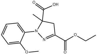 3-(ethoxycarbonyl)-1-(2-methoxyphenyl)-5-methyl-4,5-dihydro-1H-pyrazole-5-carboxylic acid Struktur