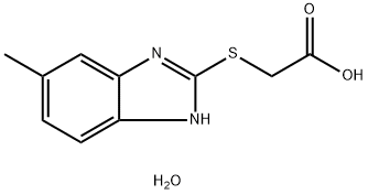 [(5-methyl-1H-benzimidazol-2-yl)thio]acetic acid hydrate Struktur