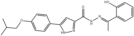 N'-[(1E)-1-(2-hydroxyphenyl)ethylidene]-3-[4-(2-methylpropoxy)phenyl]-1H-pyrazole-5-carbohydrazide Struktur