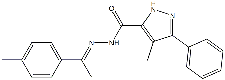 4-methyl-N'-[(1E)-1-(4-methylphenyl)ethylidene]-3-phenyl-1H-pyrazole-5-carbohydrazide Struktur