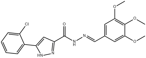 (E)-3-(2-chlorophenyl)-N-(3,4,5-trimethoxybenzylidene)-1H-pyrazole-5-carbohydrazide Struktur