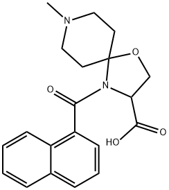 8-methyl-4-(naphthalene-1-carbonyl)-1-oxa-4,8-diazaspiro[4.5]decane-3-carboxylic acid Struktur