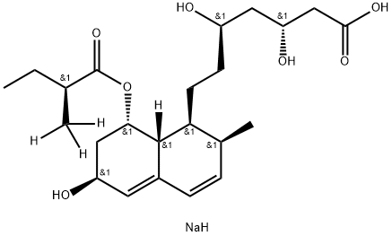 sodium:(3R,5R)-7-[(1S,2S,6S,8S,8aR)-6-hydroxy-2-methyl-8-[(2S)-2-(trideuteriomethyl)butanoyl]oxy-1,2,6,7,8,8a-hexahydronaphthalen-1-yl]-3,5-dihydroxyheptanoate Struktur