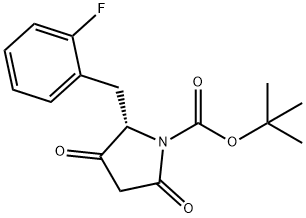 (S)-2-(2-Fluoro-benzyl)-3,5-dioxo-pyrrolidine-1-carboxylic acid tert-butyl ester Struktur