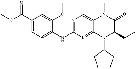 (R)-4-(8-Cyclopentyl-7-ethyl-5-methyl-6-oxo-5,6,7,8-tetrahydro-pteridin-2-ylamino) -3-methoxy-benzoic acid methyl ester Struktur