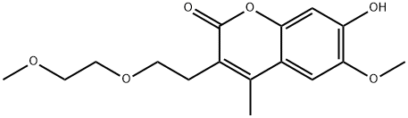 2H-1-Benzopyran-2-one, 7-hydroxy-6-methoxy-3-[2-(2-methoxyethoxy)ethyl]-4-methyl- Struktur