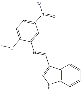 N-(1H-indol-3-ylmethylene)-2-methoxy-5-nitroaniline Struktur