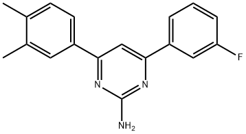 4-(3,4-dimethylphenyl)-6-(3-fluorophenyl)pyrimidin-2-amine Struktur