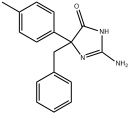 2-amino-5-benzyl-5-(4-methylphenyl)-4,5-dihydro-1H-imidazol-4-one Struktur