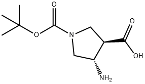 (3R,4S)-4-amino-1-(tert-butoxycarbonyl)pyrrolidine-3-carboxylic acid Struktur