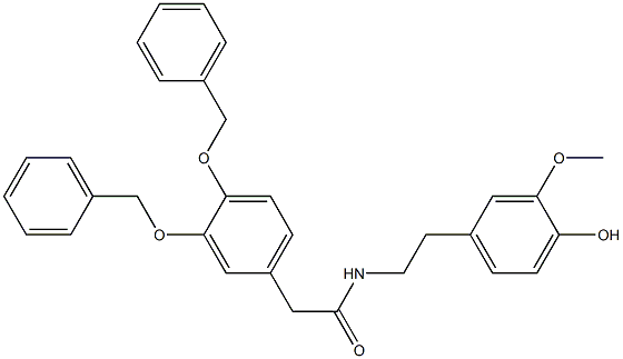 2-[3,4-bis(phenylmethoxy)phenyl]-N-[2-(4-hydroxy-3-methoxyphenyl)ethyl]acetamide Struktur