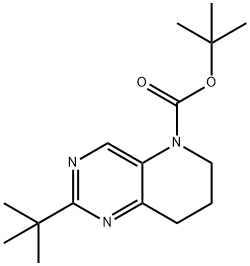 2-tert-Butyl-7,8-dihydro-6H-pyrido[3,2-d]pyrimidine-5-carboxylic acid tert-butyl ester Struktur