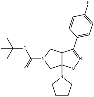 3-(4-Fluoro-phenyl)-6a-pyrrolidin-1-yl-3a,4,6,6a-tetrahydro-pyrrolo[3,4-d]isoxazole-5-carboxylic acid tert-butyl ester Struktur