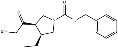 (3R,4S)-3-(2-Bromoacetyl)-4-ethyl-1-pyrrolidinecarboxylic acid phenylmethyl ester Struktur