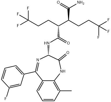 (2R,3S)-N1-((S)-5-(3-FLUOROPHENYL)-9-METHYL-2-OXO-2,3-DIHYDRO-1H-BENZO[E][1,4]DIAZEPIN-3-YL)-2,3-BIS(3,3,3-TRIFLUOROPROPYL)SUCCINAMIDE Struktur