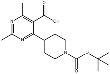 4-(1-(tert-butoxycarbonyl)piperidin-4-yl)-2,6-dimethylpyrimidine-5-carboxylic acid Struktur