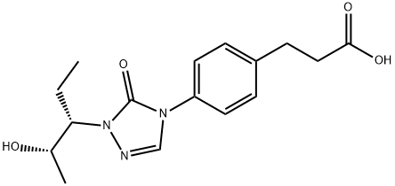 3-(4-(1-((2S,3S)-2-hydroxypentan-3-yl)-5-oxo-1,5-dihydro-4H-1,2,4-triazol-4-yl)phenyl)propanoic acid Struktur