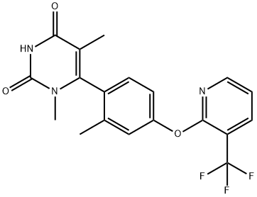 1,5-dimethyl-6-[2-methyl-4-[3-(trifluoromethyl)pyridin-2-yl]oxyphenyl]pyrimidine-2,4-dione, 1643462-64-9, 結(jié)構(gòu)式