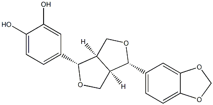 4-[(3S,3aR,6S,6aR)-6-(1,3-benzodioxol-5-yl)-1,3,3a,4,6,6a-hexahydrofuro[3,4-c]furan-3-yl]benzene-1,2-diol Struktur