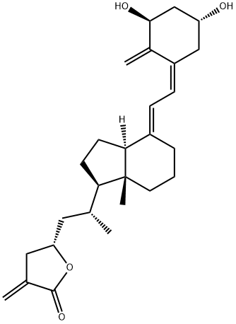 (5S)-5-[(2R)-2-[(1R,3aS,4E,7aR)-4-[(2Z)-2-[(3S,5R)-3,5-dihydroxy-2-methylidenecyclohexylidene]ethylidene]-7a-methyl-2,3,3a,5,6,7-hexahydro-1H-inden-1-yl]propyl]-3-methylideneoxolan-2-one Struktur