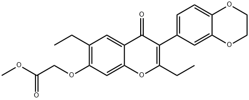 methyl 2-((3-(2,3-dihydrobenzo[b][1,4]dioxin-6-yl)-2,6-diethyl-4-oxo-4H-chromen-7-yl)oxy)acetate Struktur