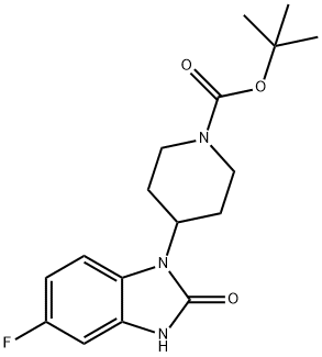 TERT-BUTYL 4-(6-FLUORO-1,2-DIHYDRO-2-OXOBENZO[D]IMIDAZOL-3-YL)PIPERIDINE-1-CARBOXYLATE Struktur