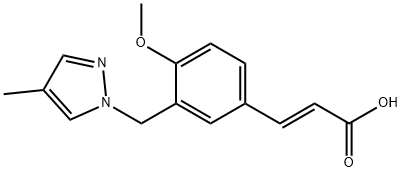 (2E)-3-{4-methoxy-3-[(4-methyl-1H-pyrazol-1-yl)methyl]phenyl}acrylic acid Struktur