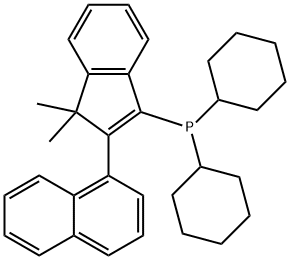 dicyclohexyl[1,1-dimethyl-2-(1-naphthalenyl)-1H-inden-3-yl]Phosphine Struktur