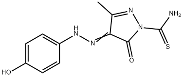 4-[(4-hydroxyphenyl)hydrazono]-3-methyl-5-oxo-4,5-dihydro-1H-pyrazole-1-carbothioamide Struktur