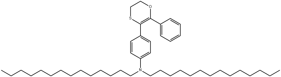 4-(2-phenyl-5,6-dihydro-1,4-oxathiin-3-yl)-N,N-ditetradecylaniline Struktur