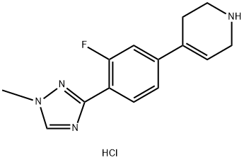 4-(3-fluoro-4-(1-methyl-1H-1,2,4-triazol-3-yl)phenyl)-1,2,3,6-tetrahydropyridine hydrochloride Struktur