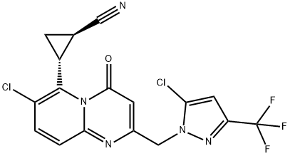 (1R,2R)-2-(7-CHLORO-2-((5-CHLORO-3-(TRIFLUOROMETHYL)-1H-PYRAZOL-1-YL)METHYL)-4-OXO-4H-PYRIDO[1,2-A]PYRIMIDIN-6-YL)CYCLOPROPANE-1-CARBONITRILE Struktur