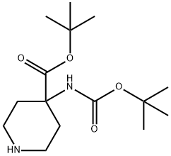 tert-butyl 4-{[(tert-butoxy)carbonyl]amino}piperidine-4-carboxylate Struktur