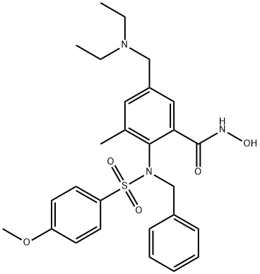 2-[benzyl-(4-methoxyphenyl)sulfonylamino]-5-(diethylaminomethyl)-N-hydroxy-3-methylbenzamide Struktur