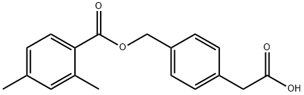 2-(4-(((2,4-dimethylbenzoyl)oxy)methyl)phenyl)acetic acid Struktur