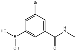 5-溴-3-(N-甲基氨基羰基)苯基硼酸 結(jié)構(gòu)式