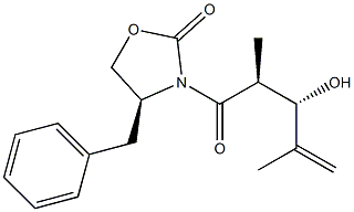 (4S)-4-benzyl-3-[(2S,3S)-3-hydroxy-2,4-dimethylpent-4-enoyl]-1,3-oxazolidin-2-one Struktur