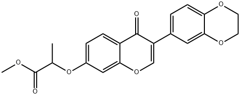 methyl 2-((3-(2,3-dihydrobenzo[b][1,4]dioxin-6-yl)-4-oxo-4H-chromen-7-yl)oxy)propanoate Struktur