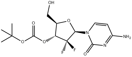 (2R,3R,5R)-5-(4-amino-2-oxopyrimidin-1(2H)-yl)-4,4-difluoro-2-(hydroxymethyl)tetrahydrofuran-3-yl tert-butyl carbonate Struktur