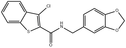 N-(benzo[d][1,3]dioxol-5-ylmethyl)-3-chlorobenzo[b]thiophene-2-carboxamide Struktur