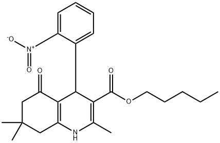 pentyl 2,7,7-trimethyl-4-(2-nitrophenyl)-5-oxo-1,4,5,6,7,8-hexahydroquinoline-3-carboxylate Struktur