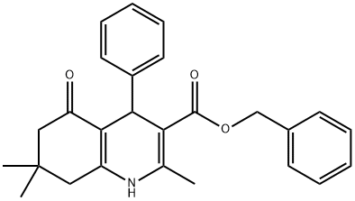 benzyl 2,7,7-trimethyl-5-oxo-4-phenyl-1,4,5,6,7,8-hexahydroquinoline-3-carboxylate Struktur