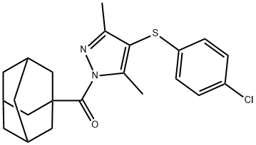 ((3r,5r,7r)-adamantan-1-yl)(4-((4-chlorophenyl)thio)-3,5-dimethyl-1H-pyrazol-1-yl)methanone Struktur