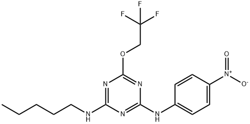 N-(4-nitrophenyl)-N'-pentyl-6-(2,2,2-trifluoroethoxy)-1,3,5-triazine-2,4-diamine Struktur