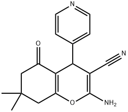 2-amino-7,7-dimethyl-5-oxo-4-(pyridin-4-yl)-5,6,7,8-tetrahydro-4H-chromene-3-carbonitrile Struktur